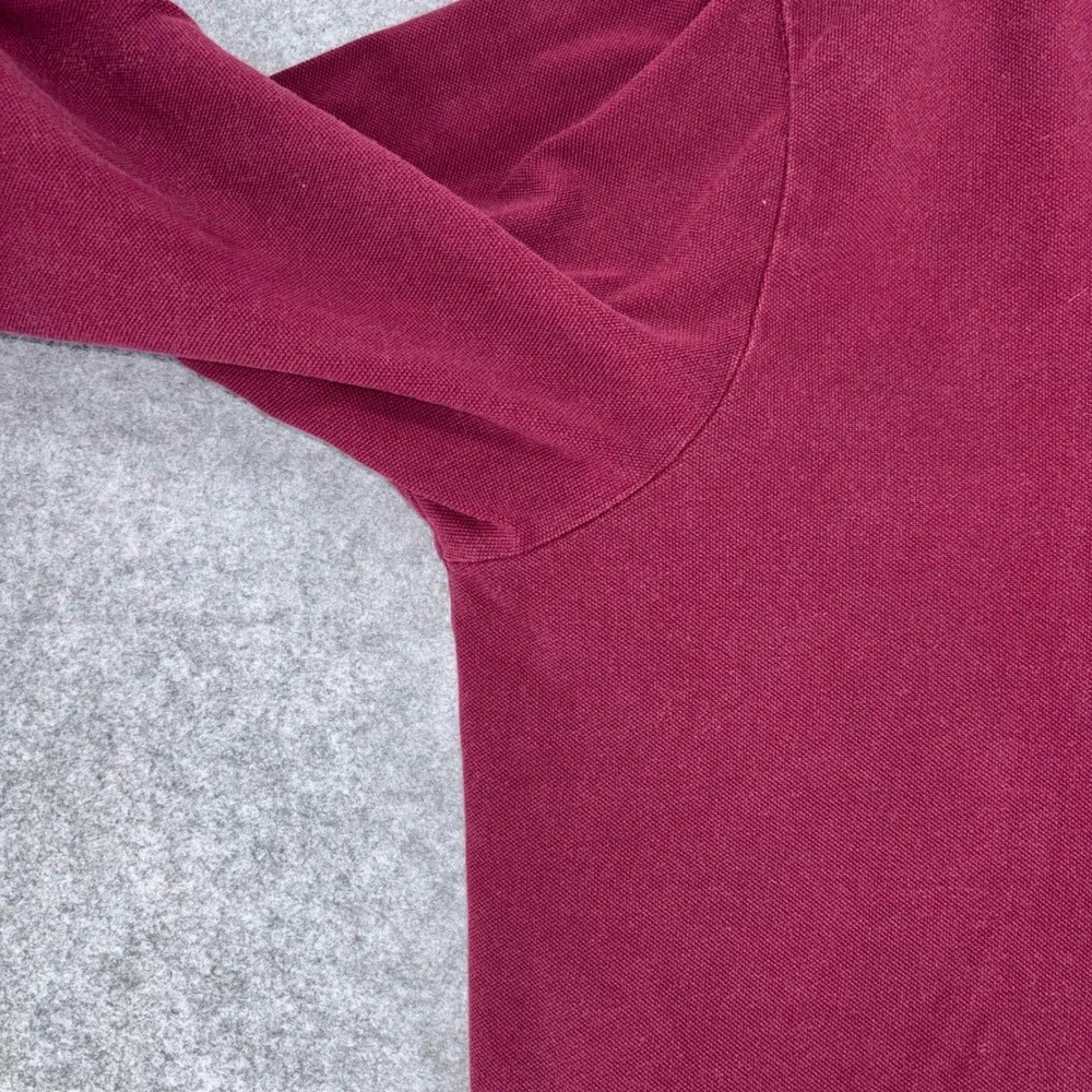 Ralph Lauren Mens XXL Long Sleeve Polo Shirt Burgundy Maroon Cotton Pique Y2K